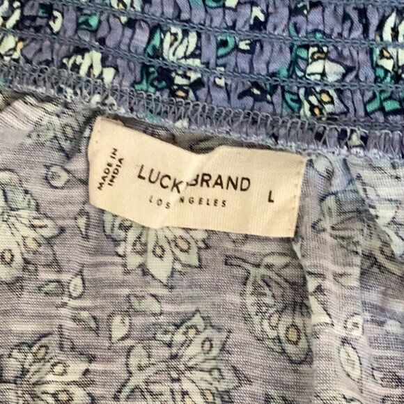LUCKY BRAND NWT OFF THE SHOULDER TOP BLOUSE SHORT BALLOON SLEEVES FLORAL PRINT - Picture 5 of 8